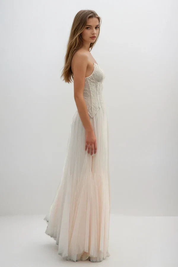 Tabitha | Women's Lace Corset Tulle Maxi Prom Dress