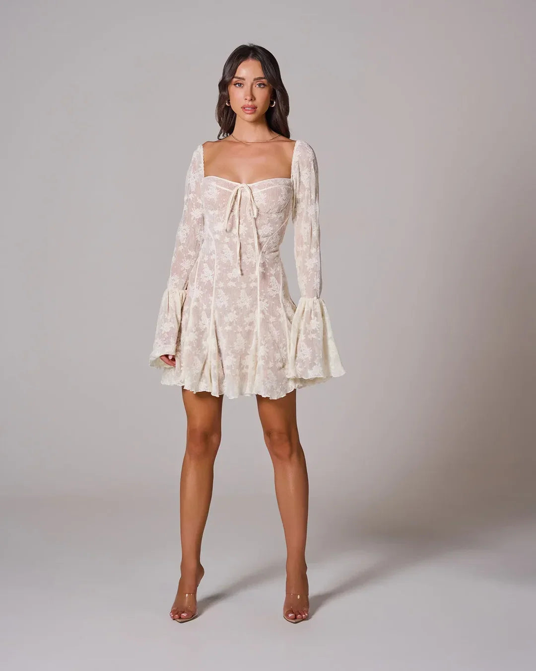 Teagan | Women's Long Sleeve Romantic Lace Mini Dress