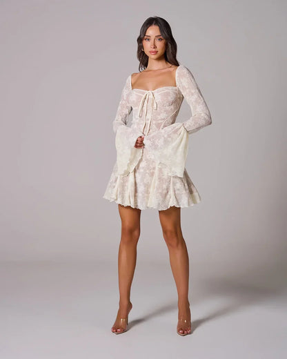 Teagan | Women's Long Sleeve Romantic Lace Mini Dress