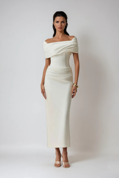 Thea | Women's Off-Shoulder Ruch Maxi Evening Dress