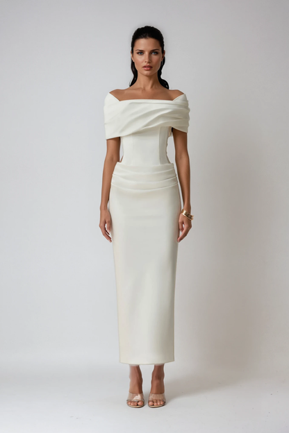 Thea | Women's Off-Shoulder Ruch Maxi Evening Dress