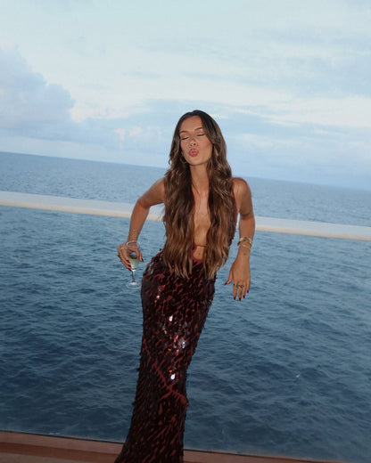 Veronica | Women's Sleeveless Sequin Maxi Prom Dress