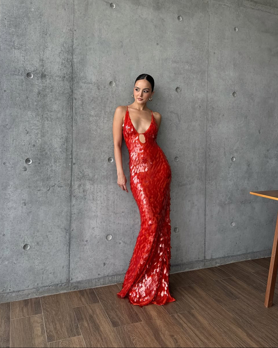 Veronica | Women's Sleeveless Sequin Maxi Prom Dress