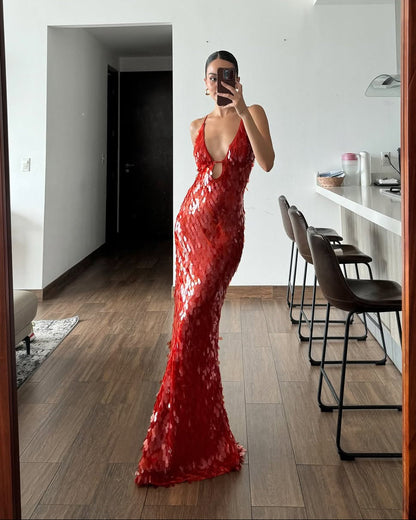 Veronica | Women's Sleeveless Sequin Maxi Prom Dress
