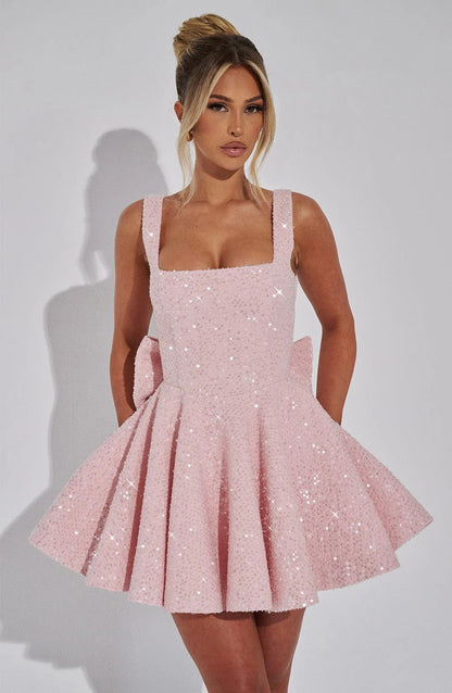 Victoria | Women’s Dazzling Sequin Bow Mini Cocktail Dress