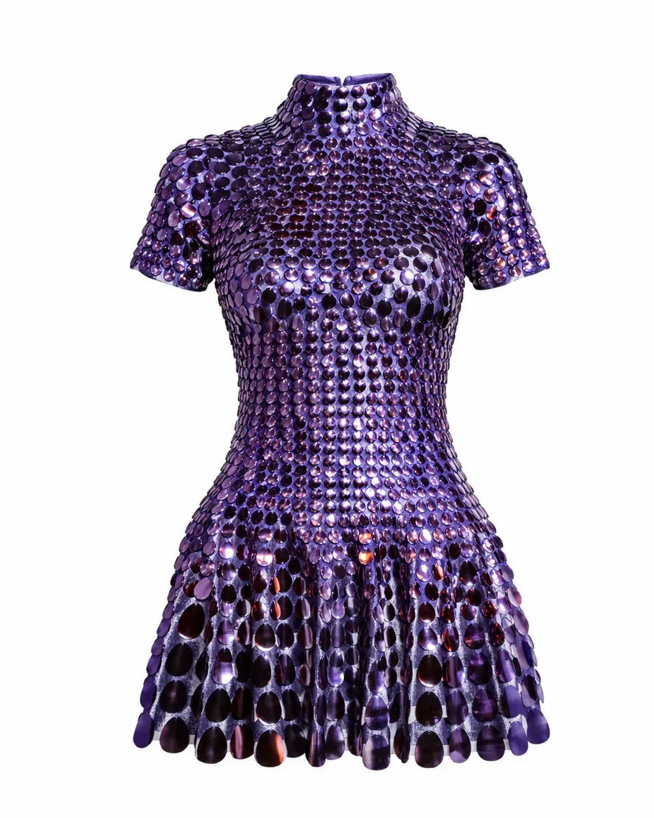 Violet | Women's High Neck Sequin Mini Dress