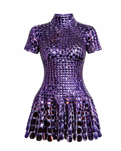 Violet | Women's High Neck Sequin Mini Dress