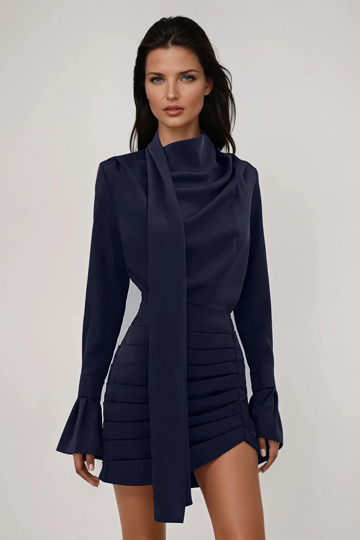 Winslow | Women's Ruched Satin Scarf Mini Dress