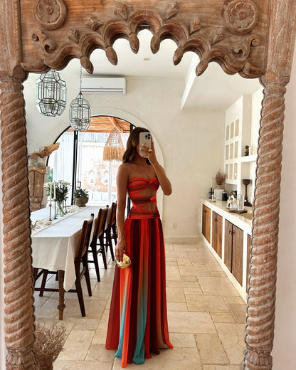 Wren | Women's Strapless Mesh Cut-Out Maxi Summer Dress