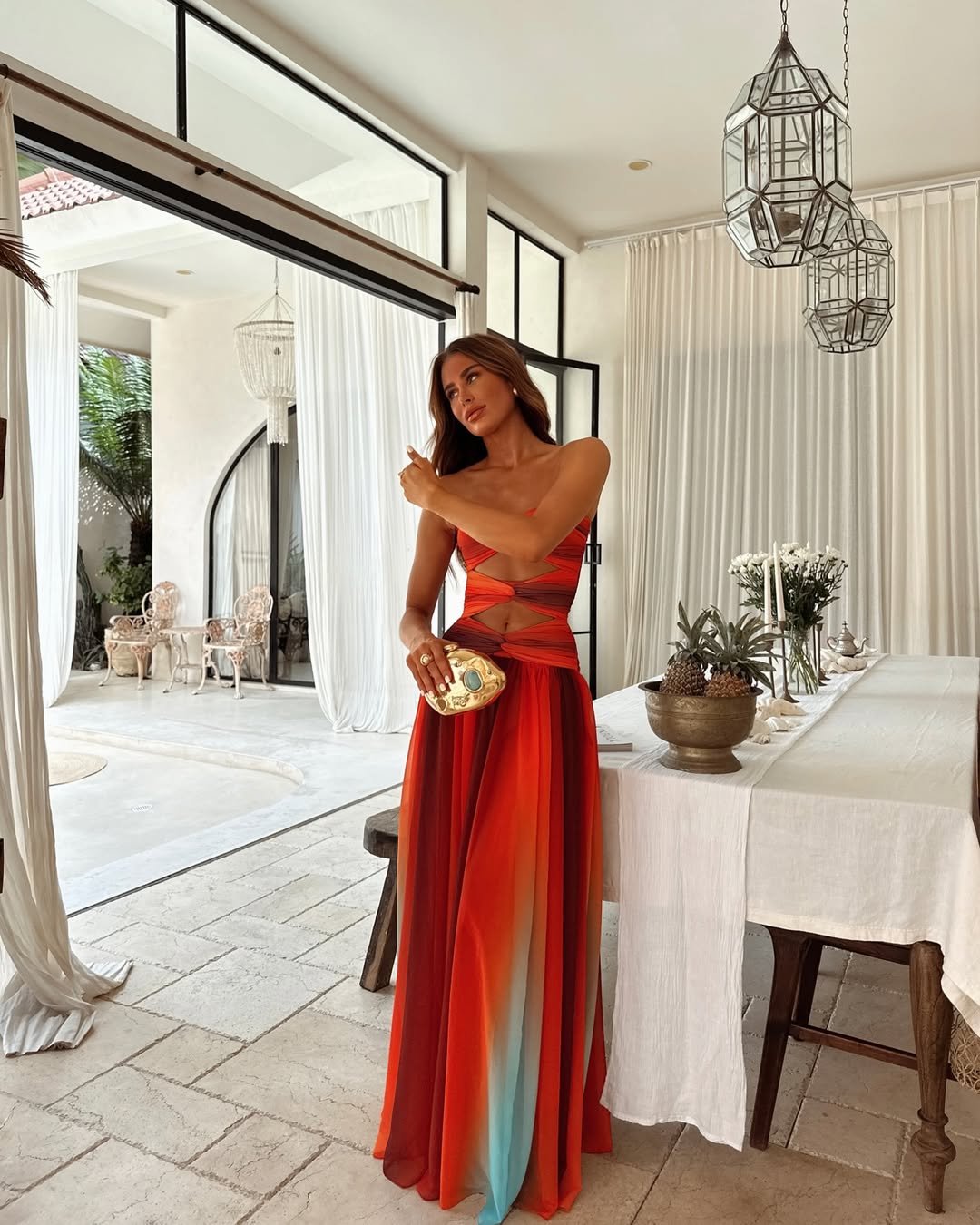 Wren | Women's Strapless Mesh Cut-Out Maxi Summer Dress