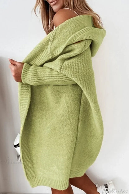 Yasmin | Women's Hooded Open Front Long Knit Cardigan