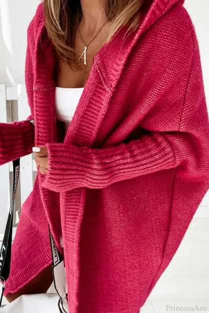 Yasmin | Women's Hooded Open Front Long Knit Cardigan