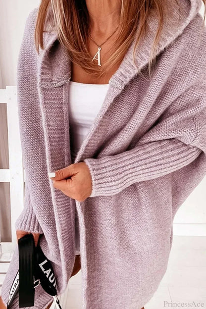 Yasmin | Women's Hooded Open Front Long Knit Cardigan