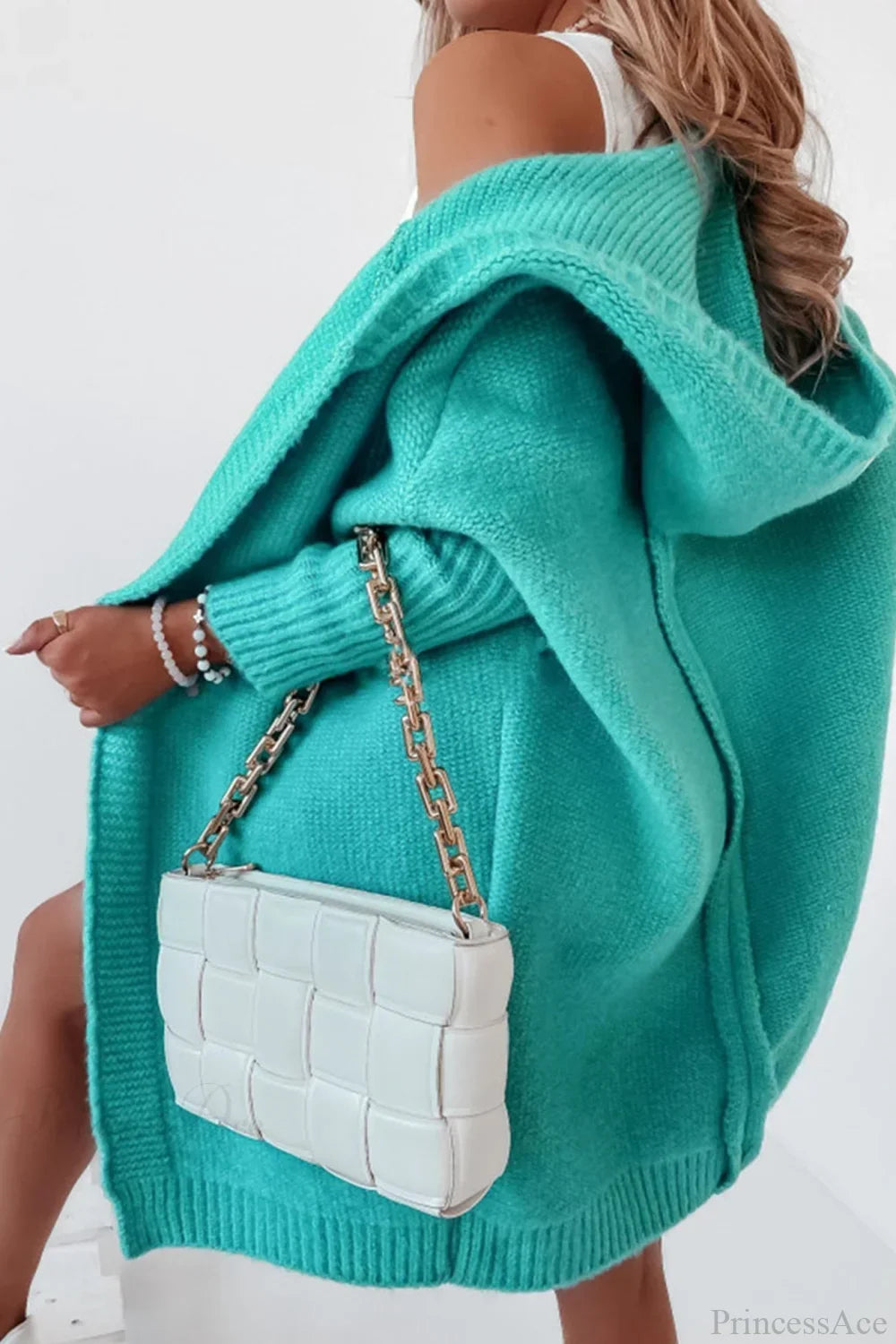 Yasmin | Women's Hooded Open Front Long Knit Cardigan