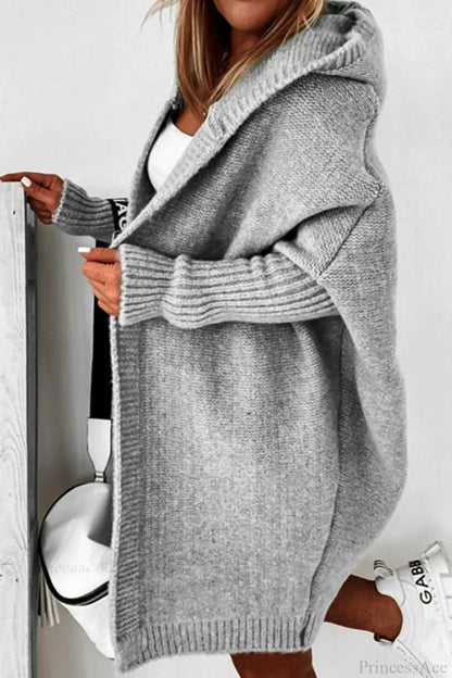 Yasmin | Women's Hooded Open Front Long Knit Cardigan