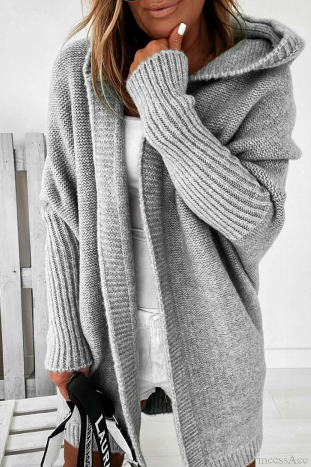 Yasmin | Women's Hooded Open Front Long Knit Cardigan