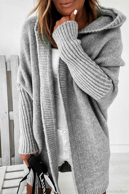 Yasmin | Women's Hooded Open Front Long Knit Cardigan