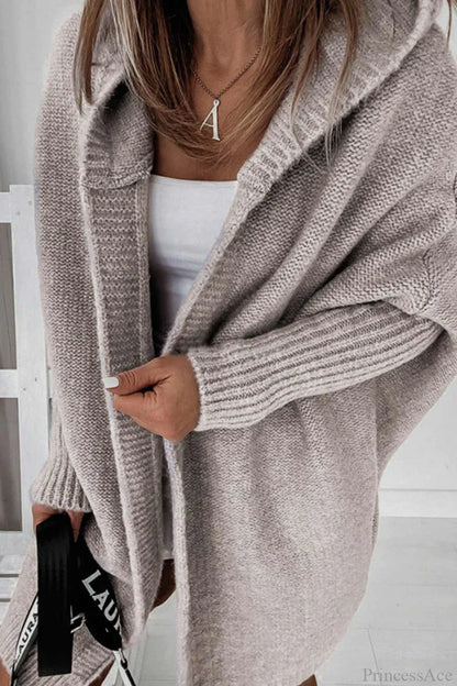 Yasmin | Women's Hooded Open Front Long Knit Cardigan