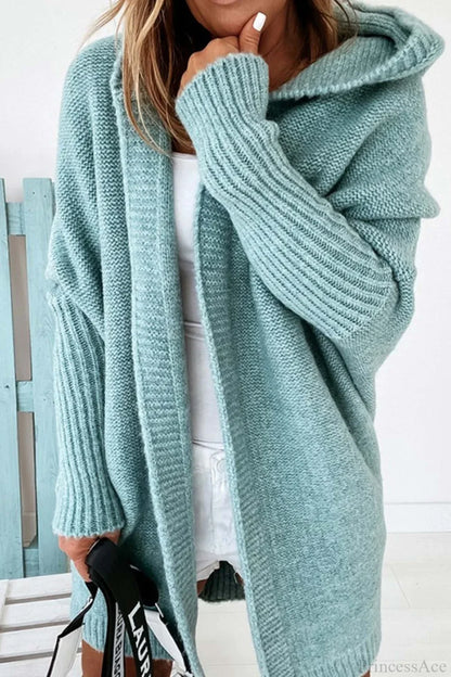 Yasmin | Women's Hooded Open Front Long Knit Cardigan