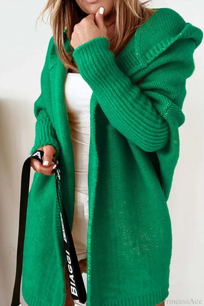 Yasmin | Women's Hooded Open Front Long Knit Cardigan