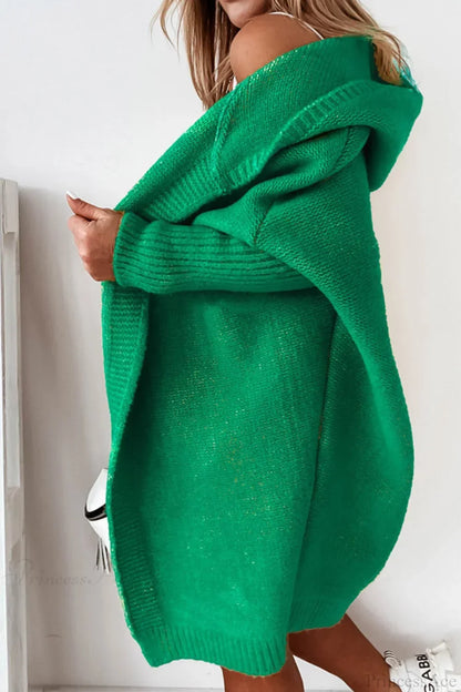 Yasmin | Women's Hooded Open Front Long Knit Cardigan
