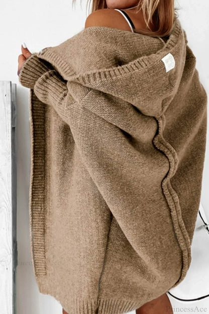 Yasmin | Women's Hooded Open Front Long Knit Cardigan