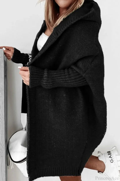 Yasmin | Women's Hooded Open Front Long Knit Cardigan