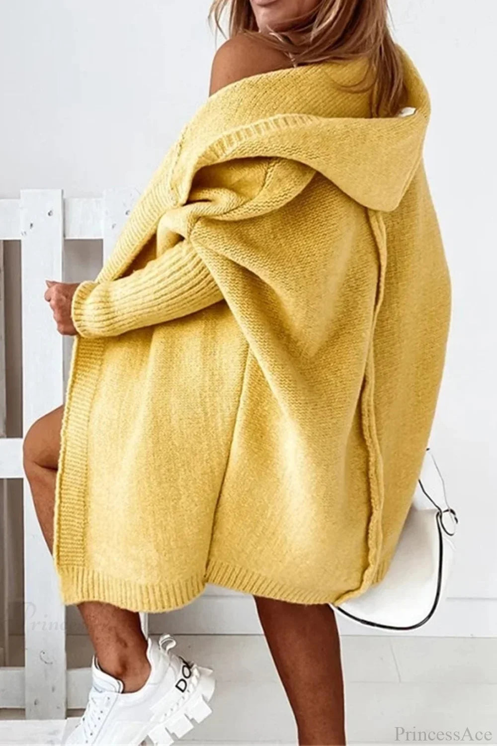 Yasmin | Women's Hooded Open Front Long Knit Cardigan