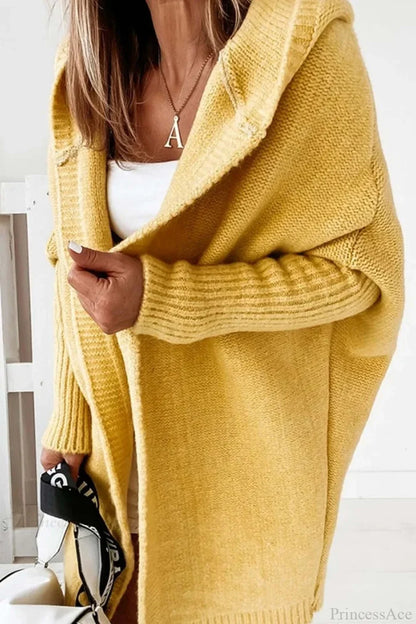 Yasmin | Women's Hooded Open Front Long Knit Cardigan