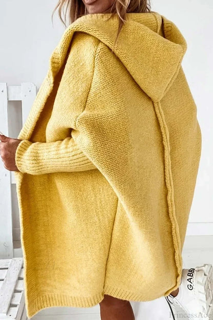 Yasmin | Women's Hooded Open Front Long Knit Cardigan