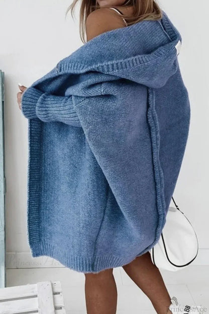 Yasmin | Women's Hooded Open Front Long Knit Cardigan