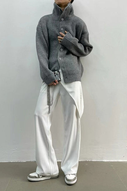 Yvette | Women's Ribbed Knit High Neck Button Front Cardigan