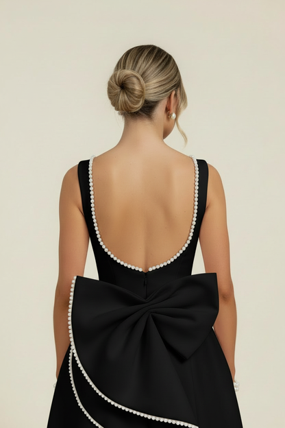 Zoe | Women’s Elegant Sleeveless Bow Back Mini Cocktail Dress