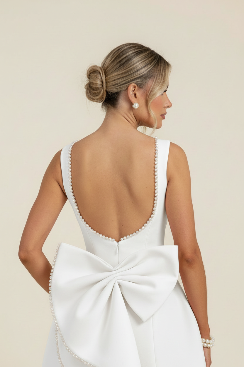 Zoe | Women’s Elegant Sleeveless Bow Back Mini Cocktail Dress