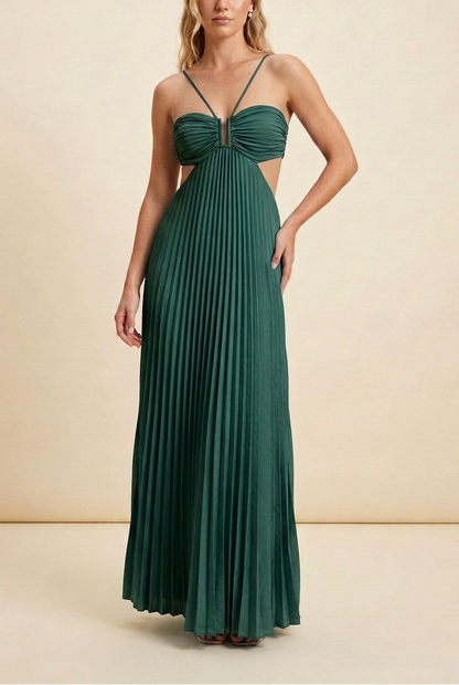 Luella | Women's Halter Pleated Maxi Prom Dress