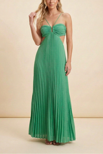 Luella | Women's Halter Pleated Maxi Prom Dress