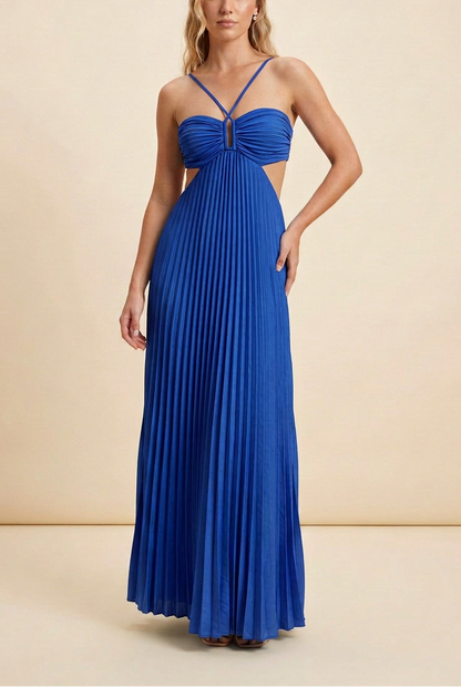 Luella | Women's Halter Pleated Maxi Prom Dress