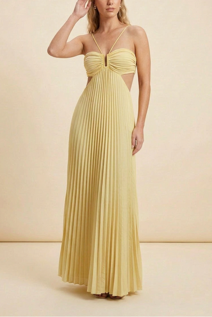 Luella | Women's Halter Pleated Maxi Prom Dress