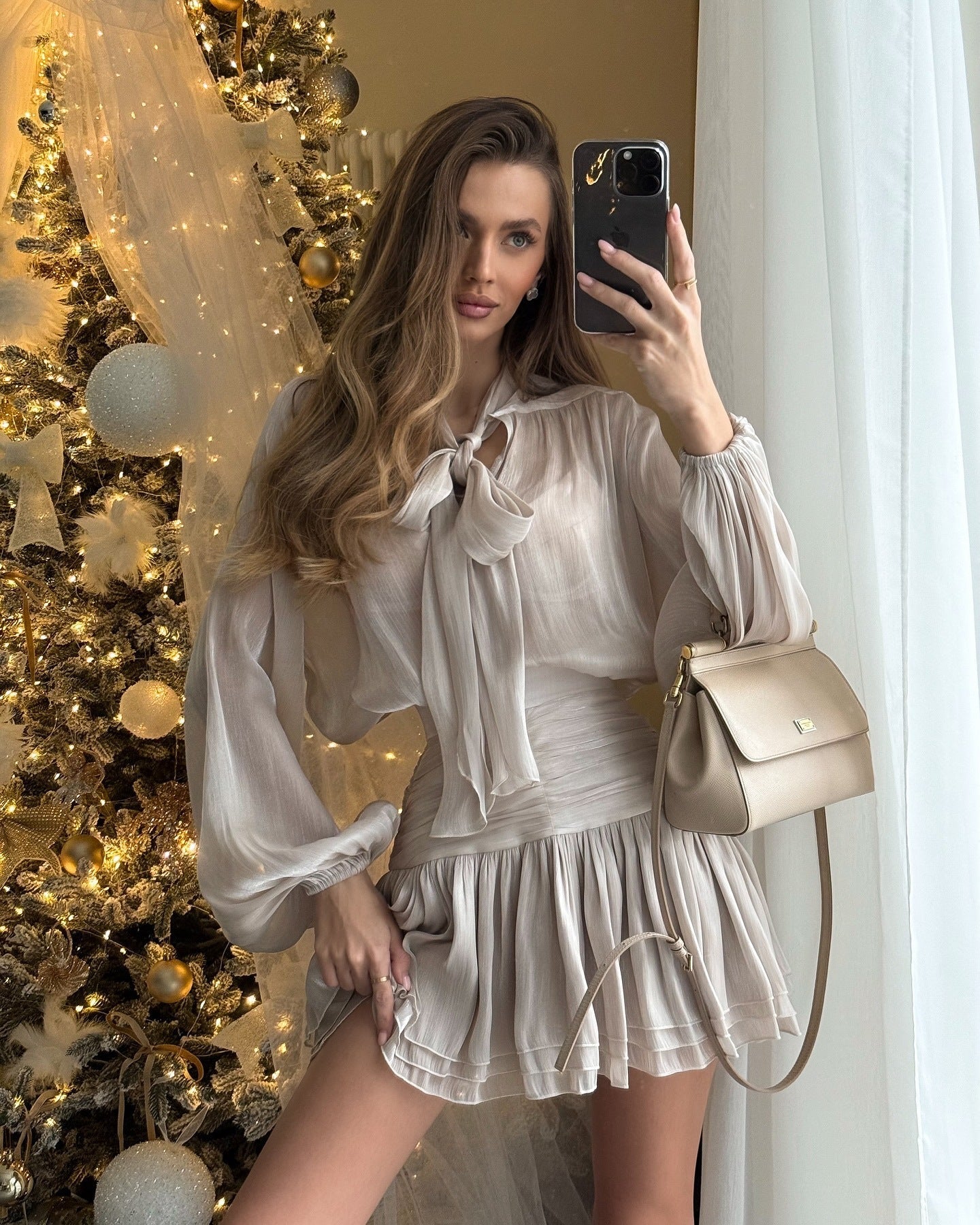 Becky | Women's Flowy Mini Party Dress with Balloon Sleeves