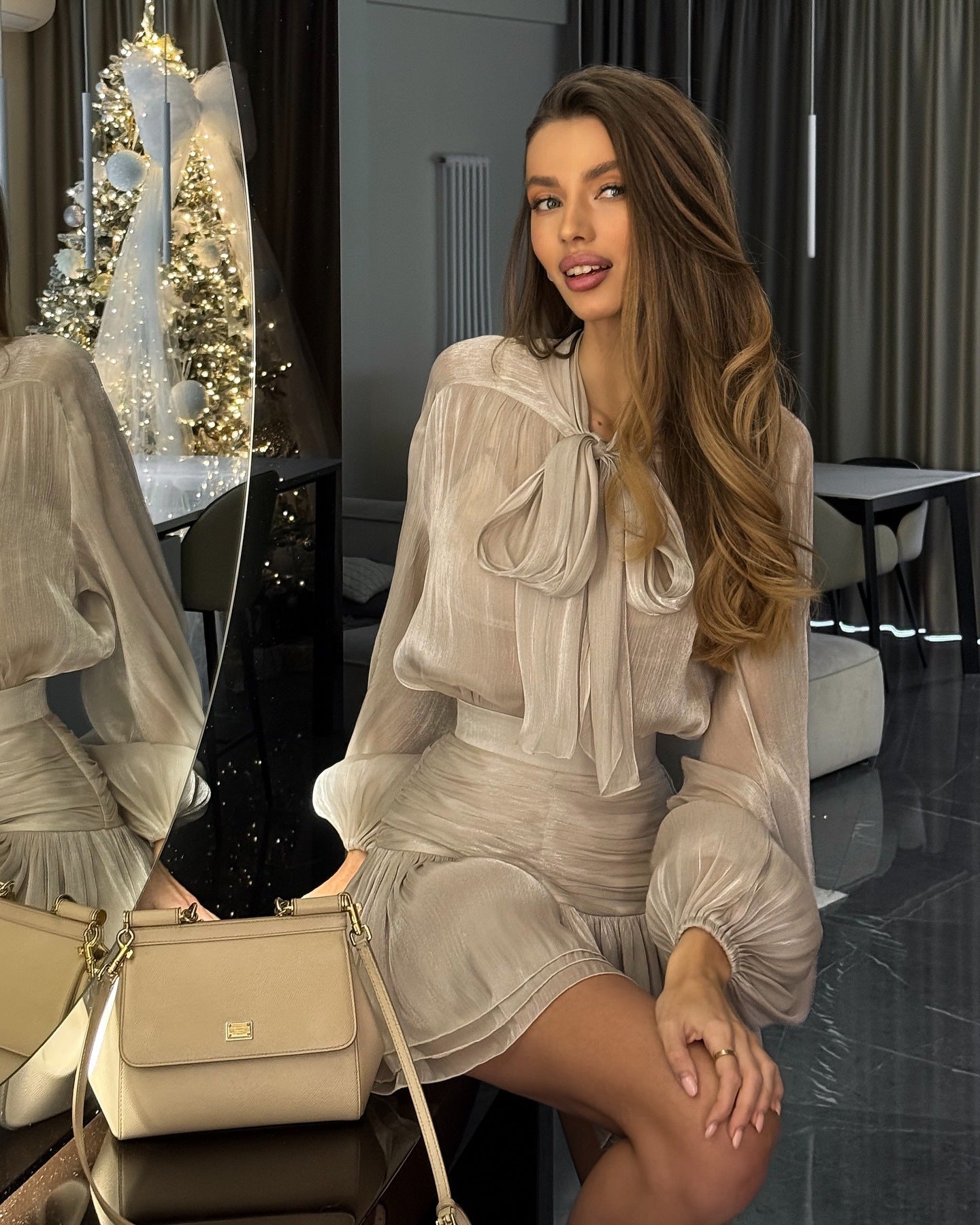 Becky | Women's Flowy Mini Party Dress with Balloon Sleeves