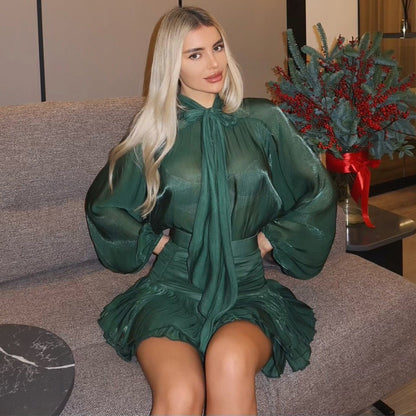 Becky | Women's Flowy Mini Party Dress with Balloon Sleeves