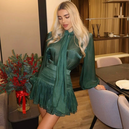 Becky | Women's Flowy Mini Party Dress with Balloon Sleeves