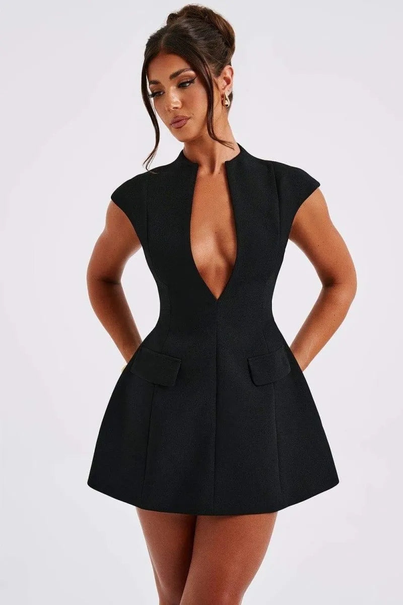 Benthe | Women's Elegant Mini Dress with Deep V-neckline