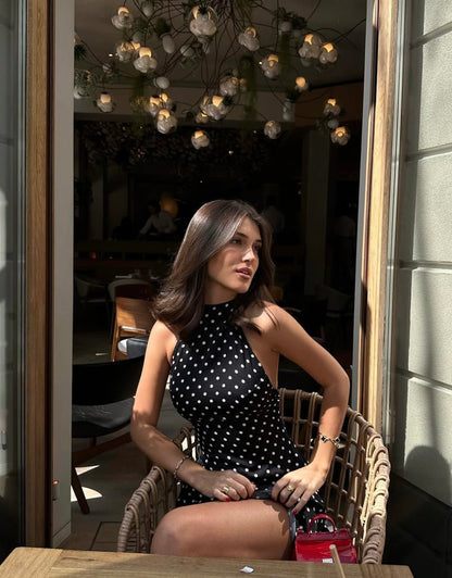 Eleanor | Women's Sleeveless Polka-dot Mini Summer Dress