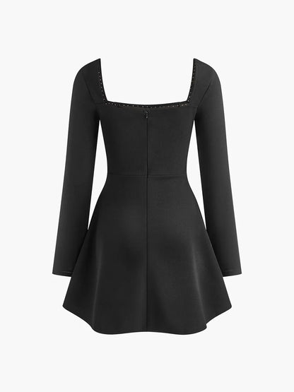 Frankie | Women's Longsleeve Mini Party Dress with Pearl Details