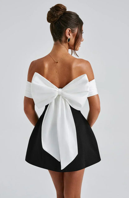 Jill | Women's Off-shoulder Mini Cocktail Dress with Bow