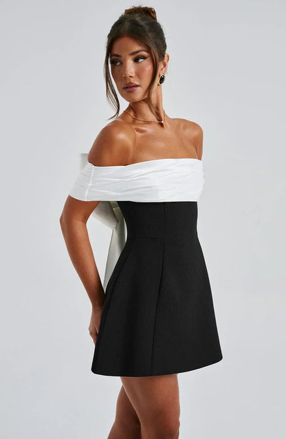 Jill | Women's Off-shoulder Mini Cocktail Dress with Bow