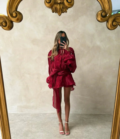 Lexi | Women's Mini Summer Dress with Ruffles and Balloon Sleeves