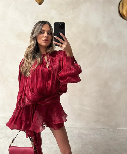 Lexi | Women's Mini Summer Dress with Ruffles and Balloon Sleeves