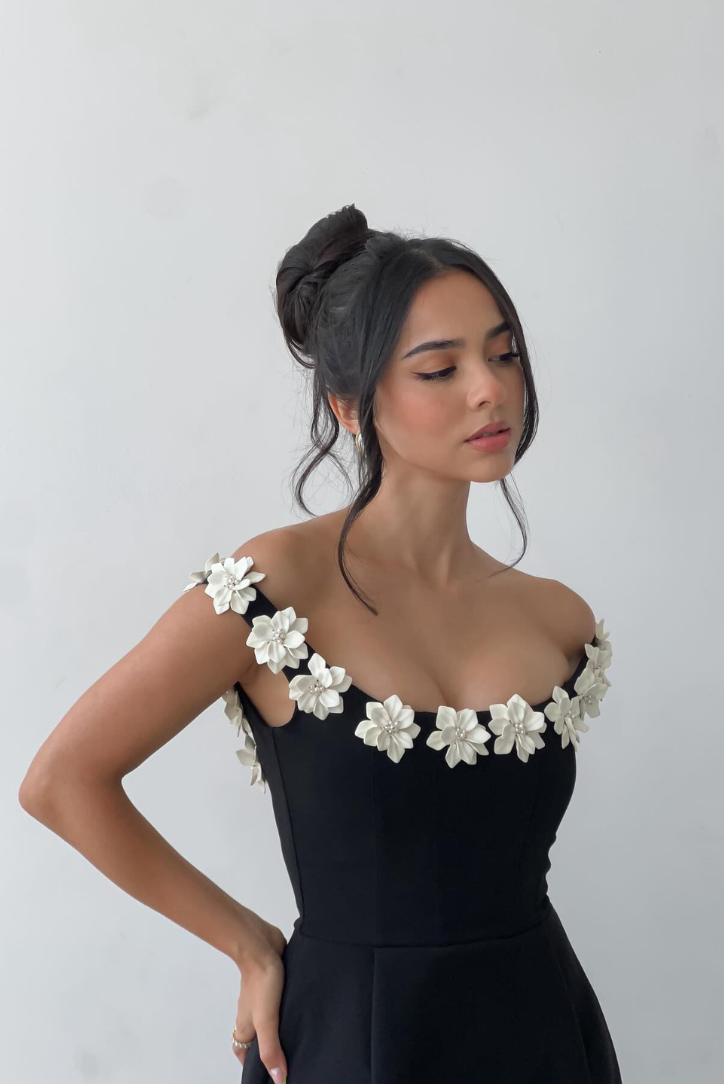 Milou | Women's Sleeveless Mini Dress with Flower Details